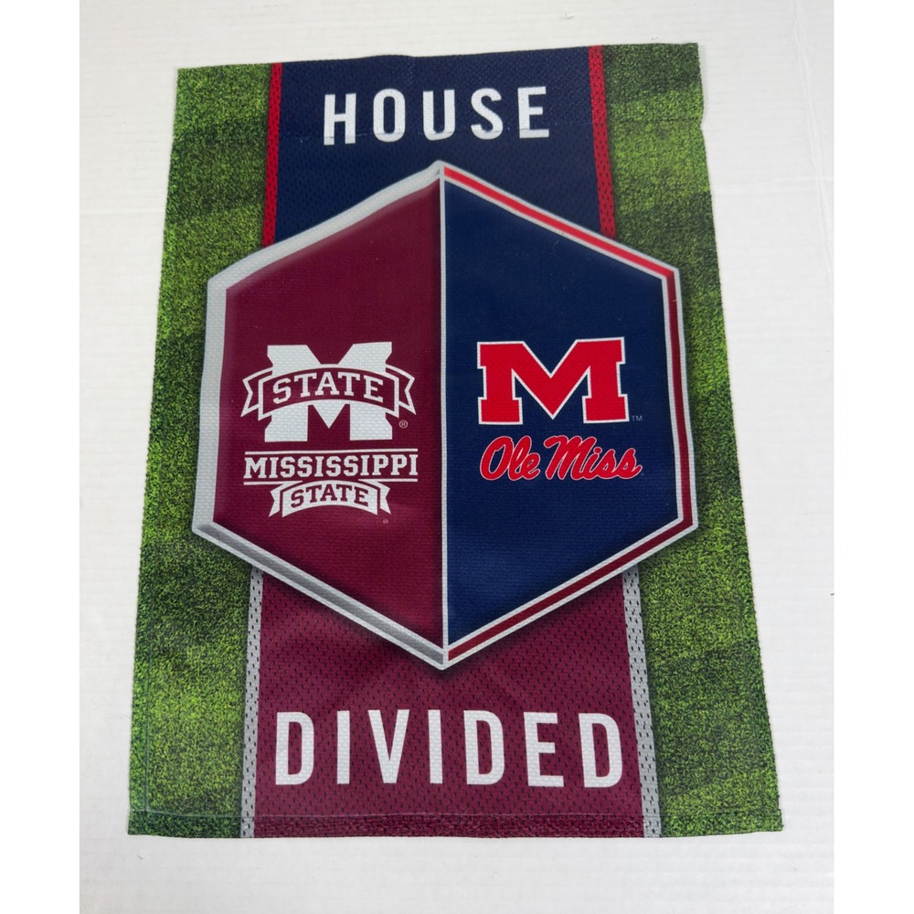 NCAA Mississippi State Ole Miss House Divided Garden Flag 12x18 Multi